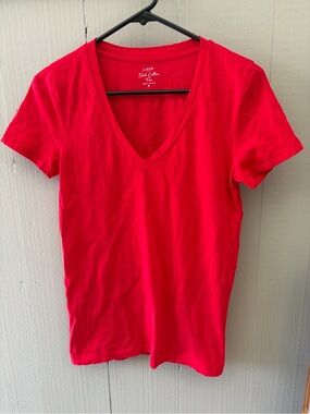 J. Crew Women's Slim Cotton V-Neck Tee — Red